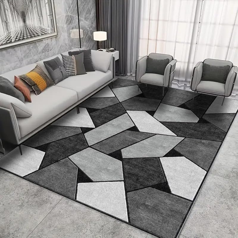 Geometric Rug Large Non-Slip Soft Living Room Bedroom Carpet Durable Home Floor Decor Mat Large Area Lounge Sofa Side