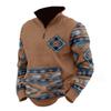 Mens Cowboy Hoodie Vintage Graphic Western Hoodies for Men Casual Long Sleeve Half Zip Pullover with Pocket