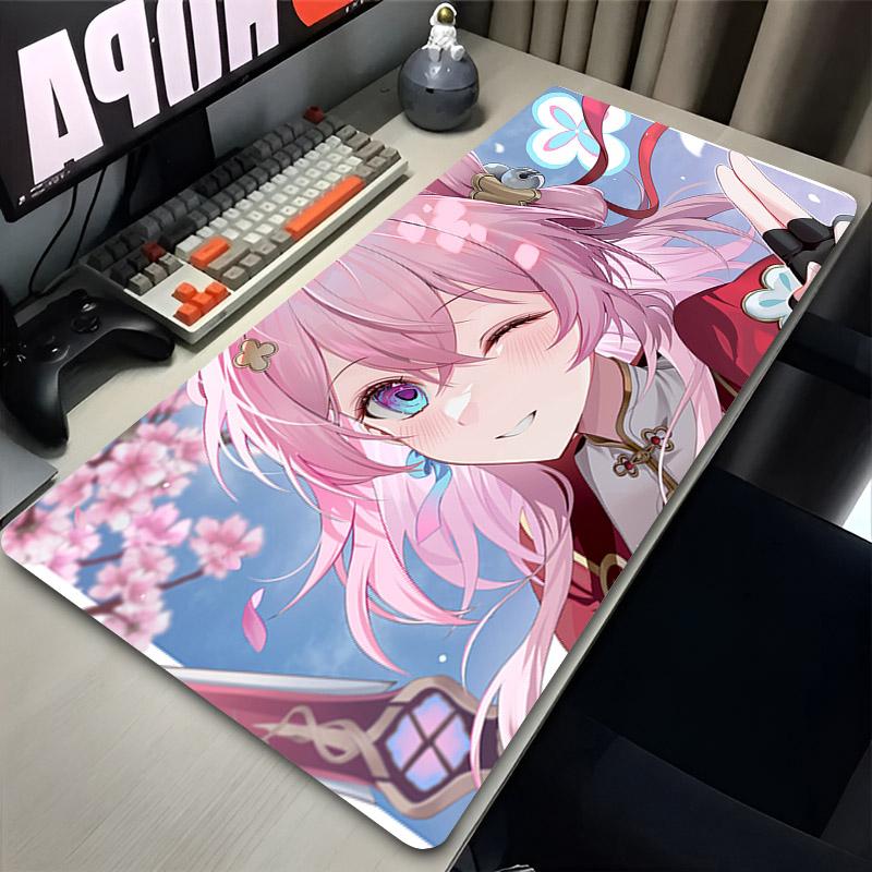Laptop Mouse Pad Honkai Star Rail March th Anime Girl Pink Mousepad Keyboard Gamer Accessories Large Mouse Mat Office Desk Mat