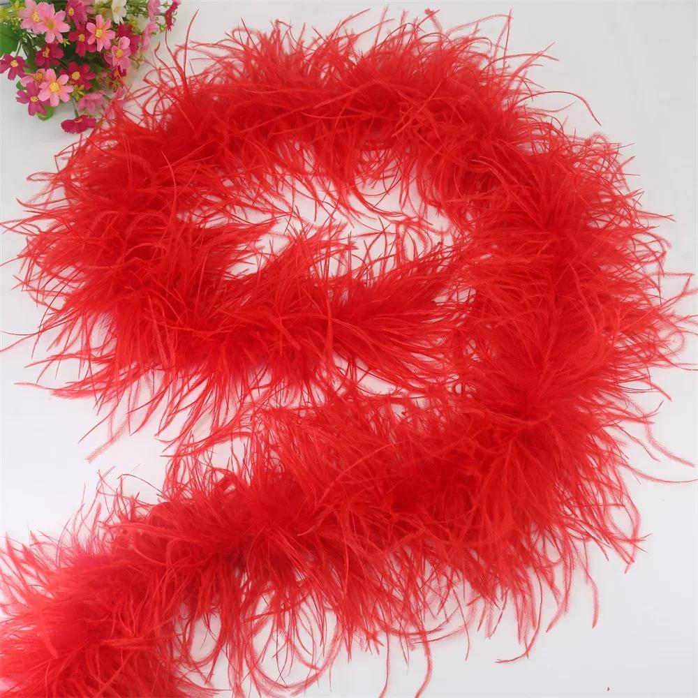 DIY 6 Layer Ostrich Feathers Boa Wedding Accessories Plumas De Faisan 2 Meters Clothing Plume Art and Craft Supplies Party Dresses