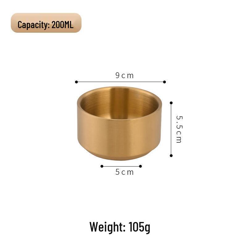 ZISIZ Korean Style Gold 304 Stainless Steel Soup Bowl Set