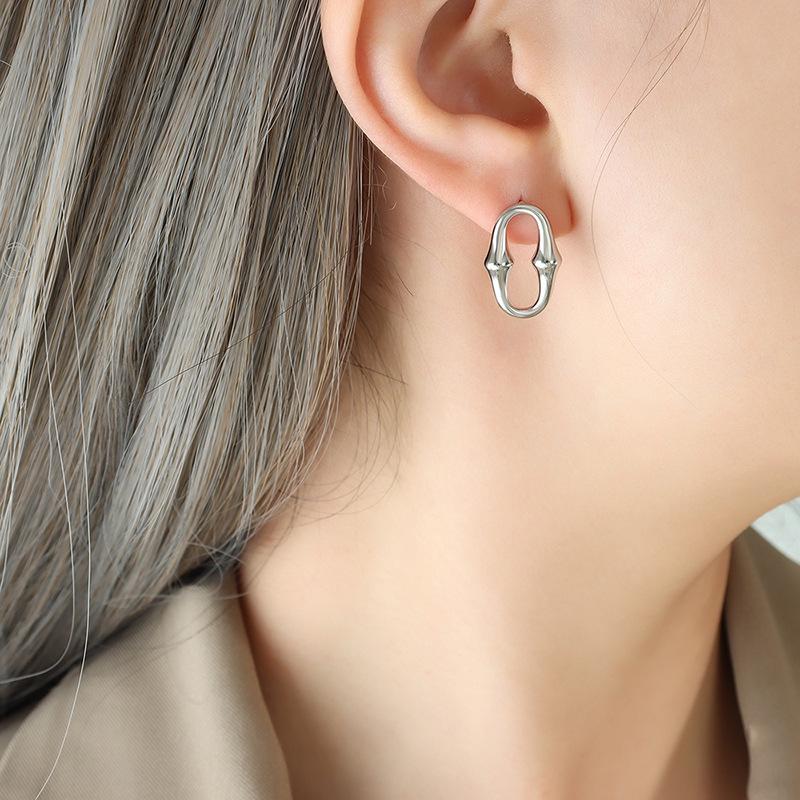 Geometric Oval Horseshoe Earrings: Exquisite Light Luxury, Titanium Steel, European & American Style