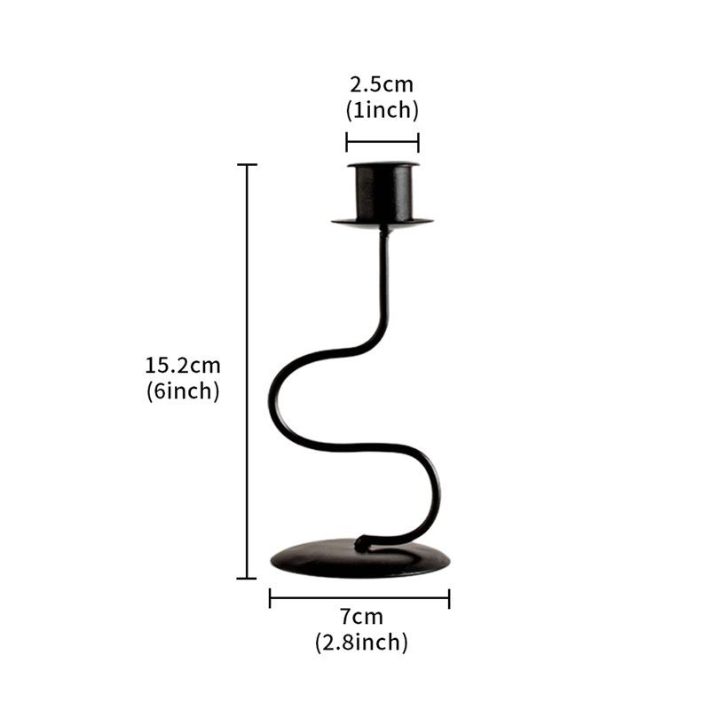 European Simple Metal Black Curved Candle Holder Creative Retro Wrought Iron Room Home Decoration Desktop Candle Stick Stand