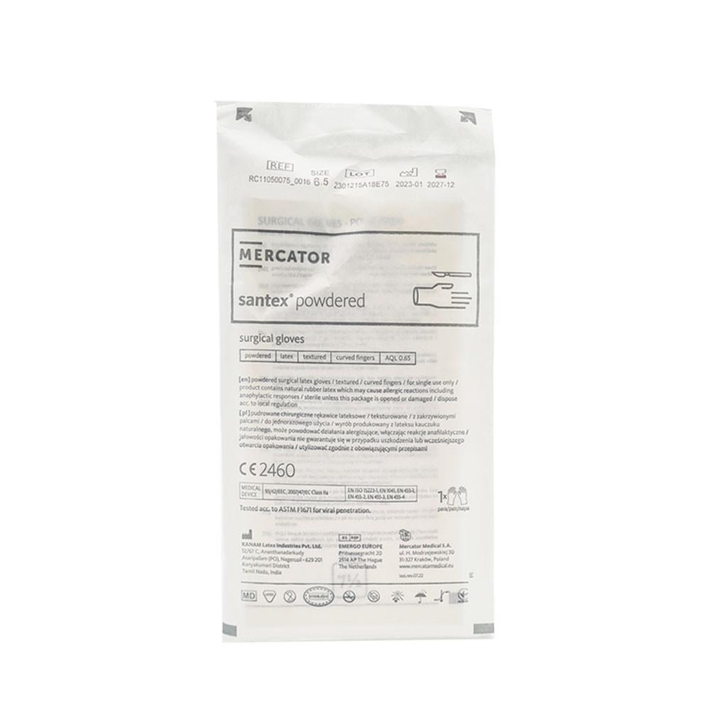 Mercator Santex Powdered 6.5" Latex Surgical Gloves, Sterile, 1 Pair