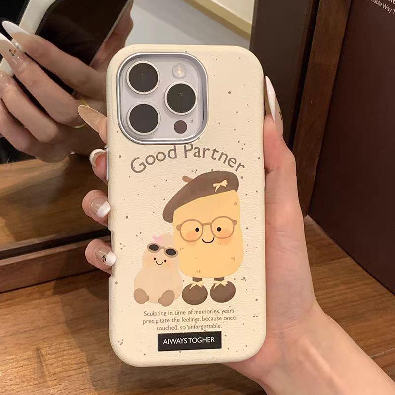 

Leather Texture Cartoon Potato Soft Case for iPhone 12/13/14/15/16 Pro Max iPhone 11 Pro