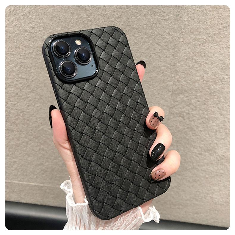 Breathable Weave Pattern Soft Thin Case For iPhone 14 13 12 Mini 11 Pro Max X XR XS Max 7 8 Plus SE 2 3 BV Grid Solid Back Cover