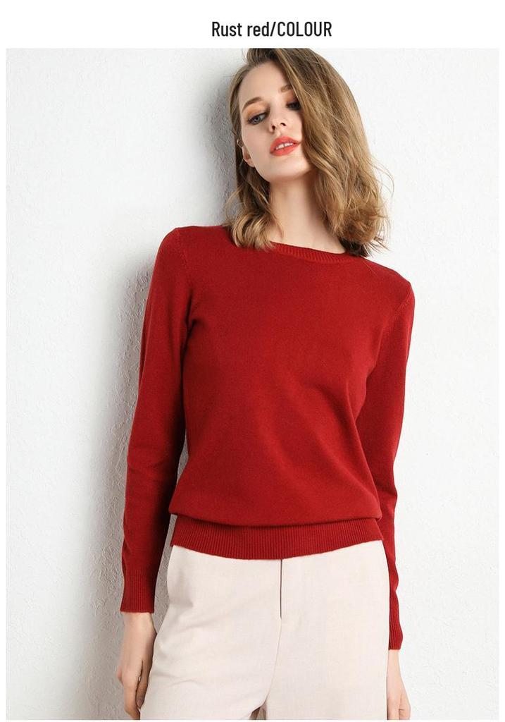 New Autumn Winter Women's Plus Size Round Neck Long Sleeve Knitwear Base Layer