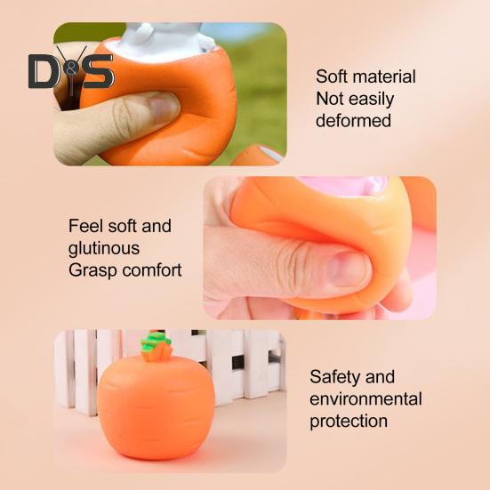 4Pcs Popping Rabbit Carrot Squeeze Toy Anxiety Stress Relief Bunny Radish Sensory Pinch Toy Kids Adults Vegetable Animal Fidget Toy