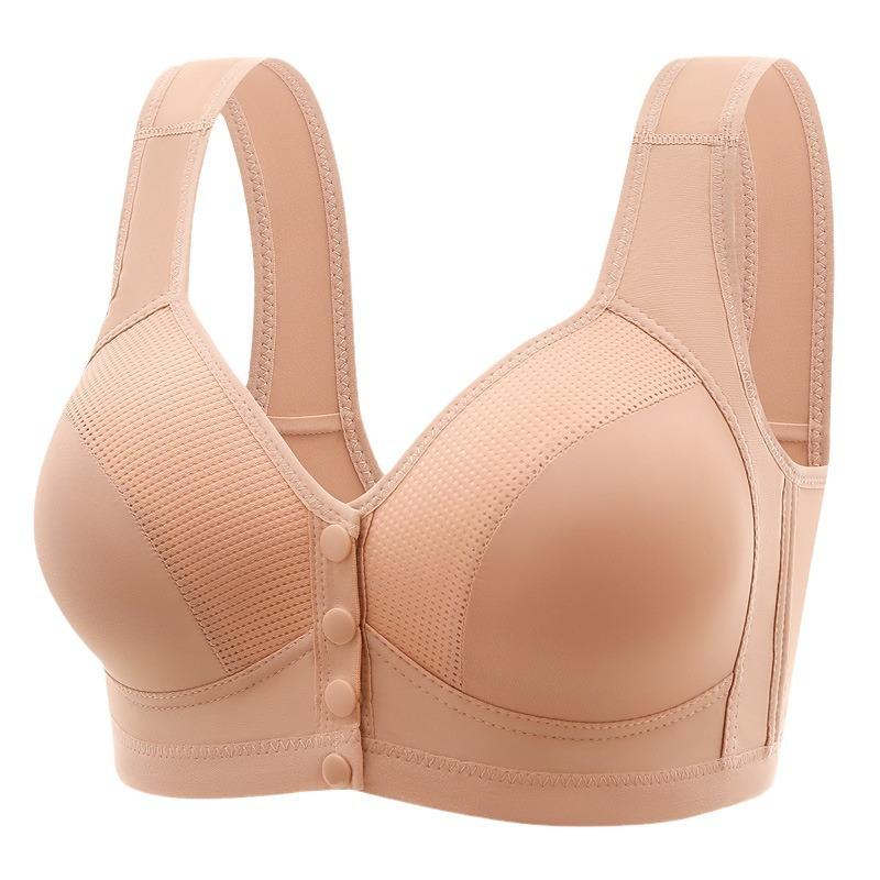 Plus Size Front Closure Bra Women Wireless Push Up Fixed Cup Tank Top Back Supportive Shaping Comfortable Full Coverage Underwear