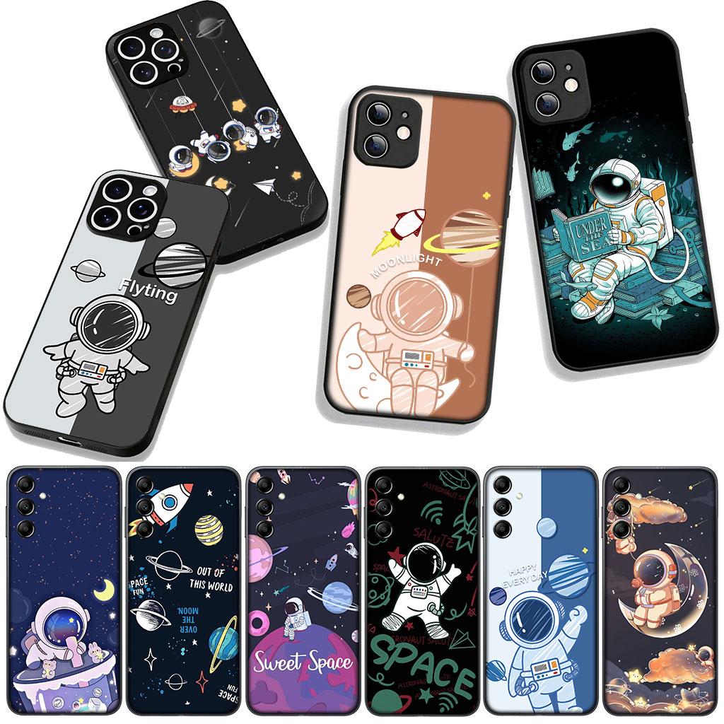 for Samsung Galaxy A25 A37 A57 A12 A14 A41 A50 A51 A70 A71 A72 A21S A04 M15 Note 20 9 8 10 Case Moon Stars Sky Astronaut Rocket