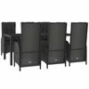Vidaxl 7-Cz. Garden Furniture Set, Cushions, Black-Grey PE Rattan