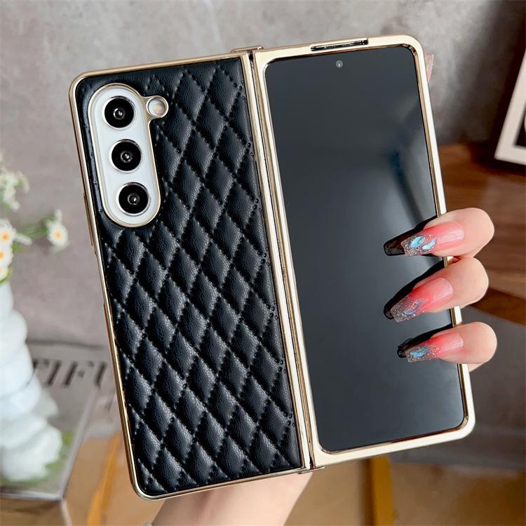 Подходит для Samsung ZFold5 Чехол для мобильного телефона Ромб zfold3 Гальванизированный ТПУ мягкий zfold3 Складной чехол для мобильного телефона Samsung zfold5 чёрный