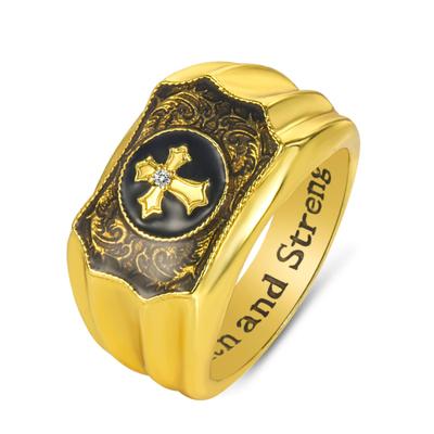 Bague Foi et Pouvoir Croix en Agate Noire