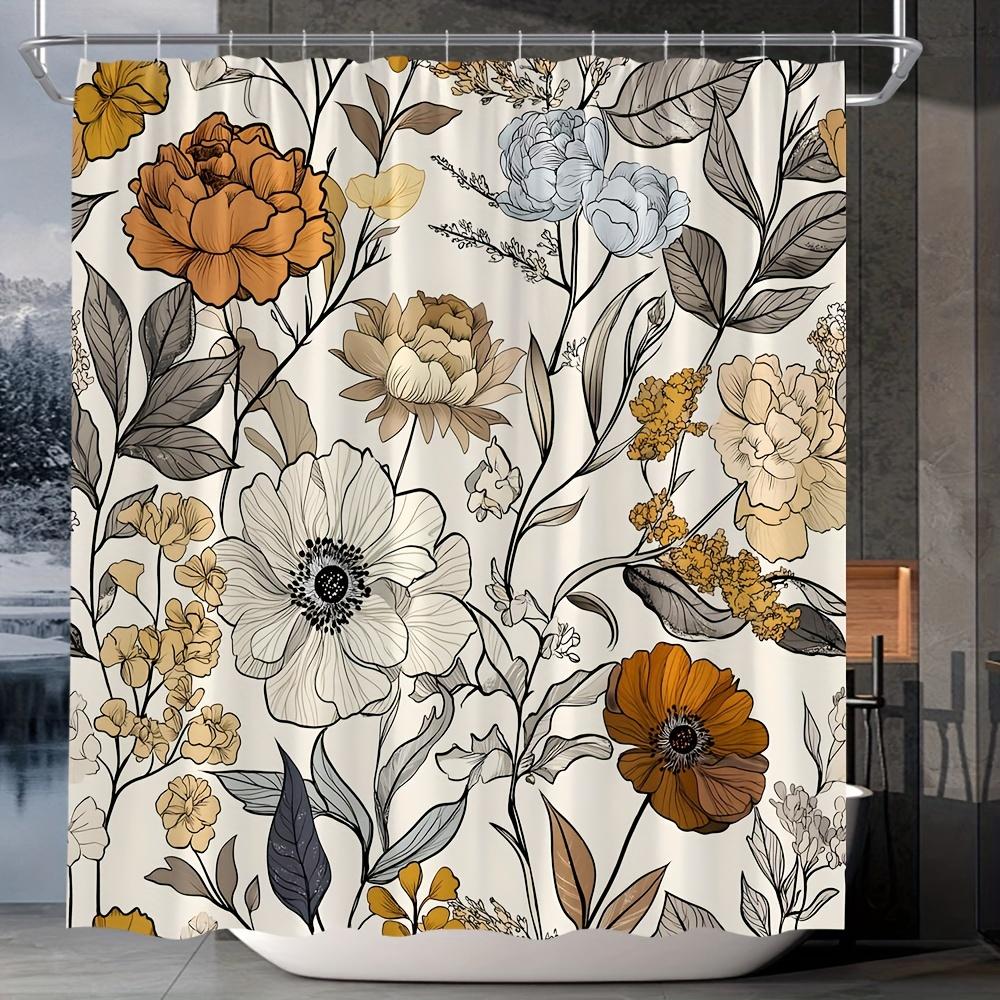 

Retro Floral Shower Curtain - Bohemian Style, Polyester, 70.8X70.8In, Includes Hooks, Bathtub & Bathroom Decor W60H190(CM)-1 Pcs