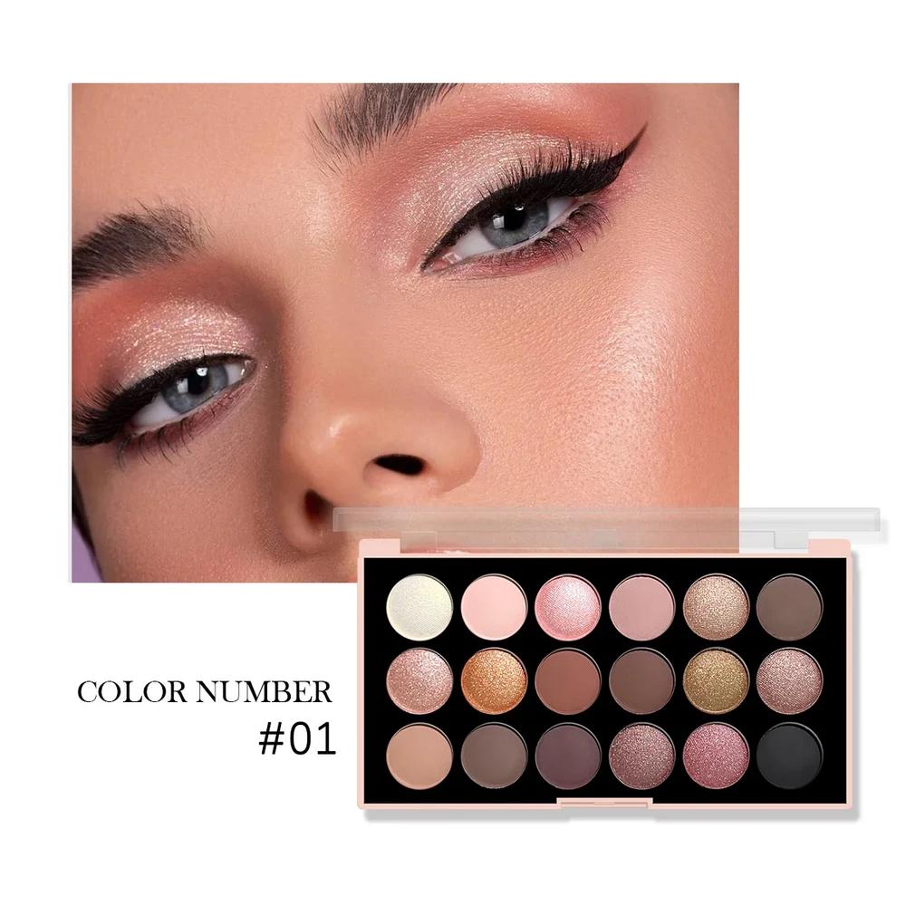 18-Color Eyeshadow Palette – Pearl Matte Fine Shimmer Glitter Earth Long-Lasting High Performance 02 E1923-01