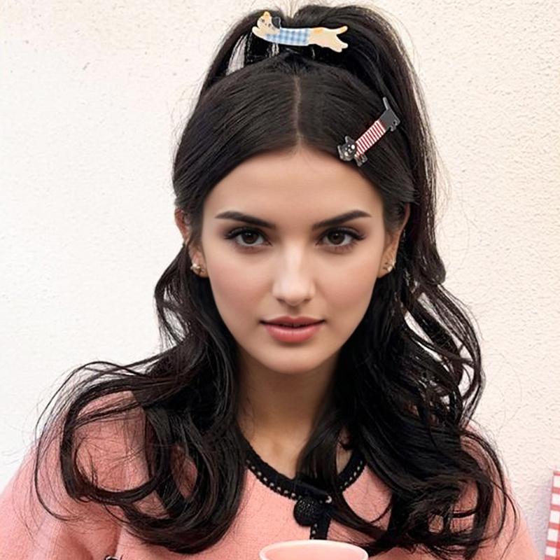 1PC Hairpin Gifts for Cat Lovers Cartoon Animal Theme Head Accessory Hair Clip Casual Cat Pattern Funny Multi-Color