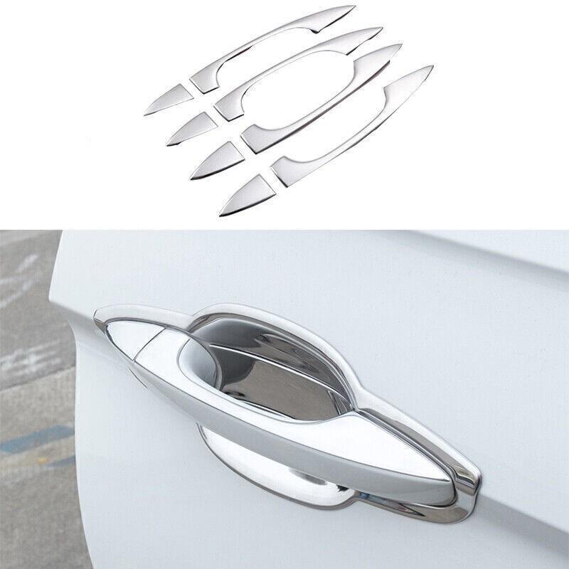 For VW Tiguan 18-21 Silver Steel Exterior Side Door Handle Upper Cover Trim