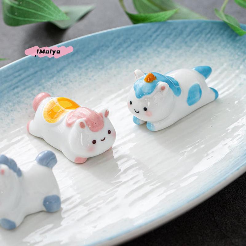 Cute Ceramic Horse Chopstick Rest Rack with Spoon Fork Knife Stand - Flatware Organizer Kitchen Table Decor for Horse Year