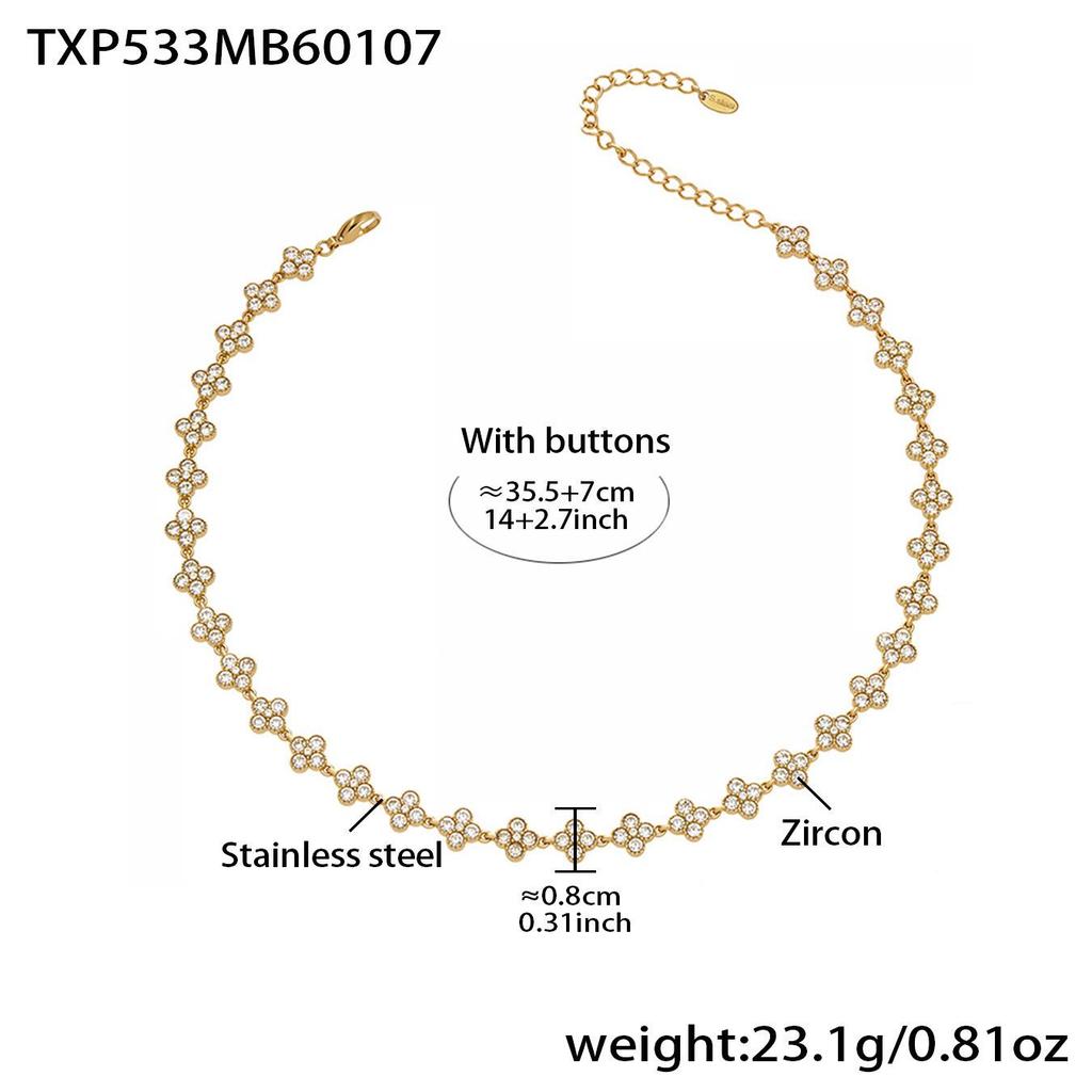 Multi-Color Zirconia Diamond Necklace, Bracelet, Ring & Earring Set - Stainless Steel