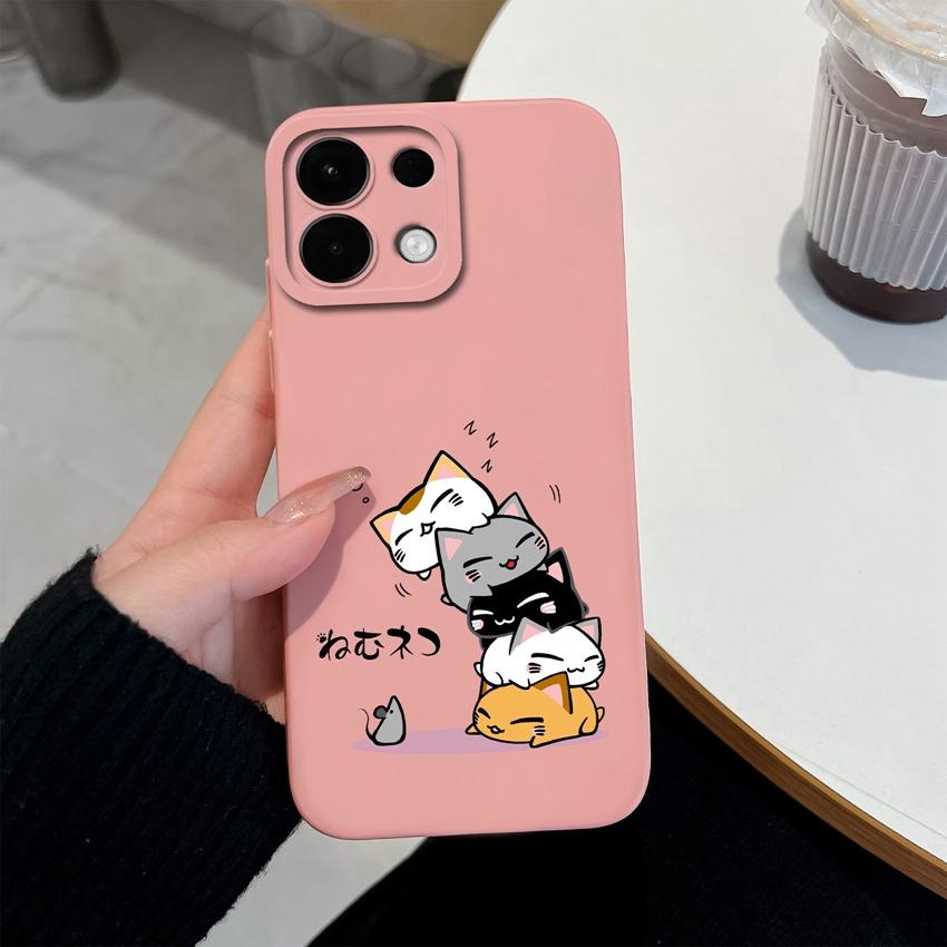 For Oppo K13 Realme 5 6 7 10 8 9 Pro Plus A5X A5 Phone Cases Candy Color Cute Cat Patterns Liquid Silicone Upgraded Shockproof Housing For Oppo Covers
