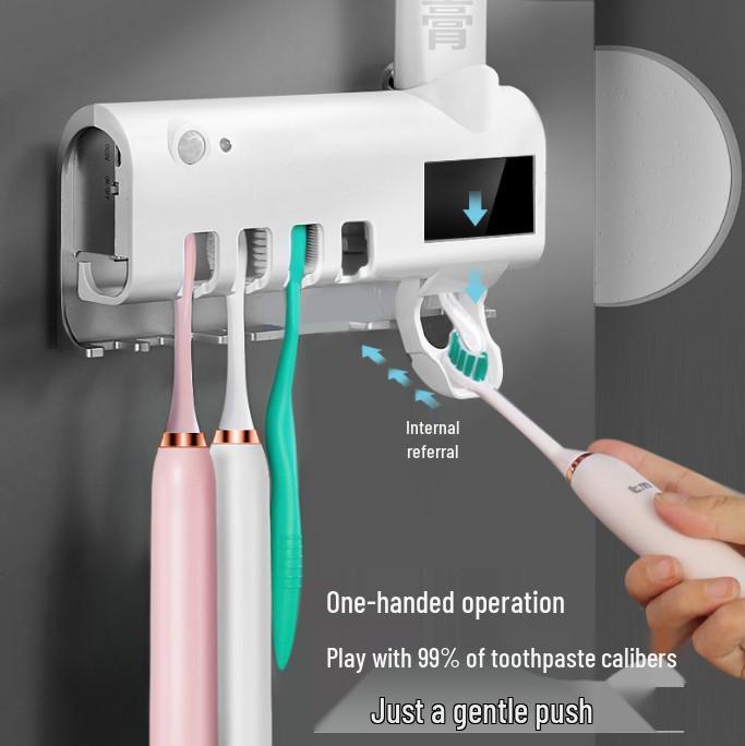 Wall-Mounted Automatic Toothpaste Dispenser & Multifunctional Toothbrush Holder with Sterilization