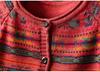 Autumn 2025 Women's Retro Print Loose Knit Cotton Cardigan