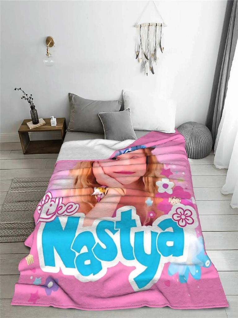 Like Nastya Mädchen Decke Fleece Alle Jahreszeiten Niedlich Tragbar Leicht Dünne Überwurfdecke für Bett Sofa Steppdecke
