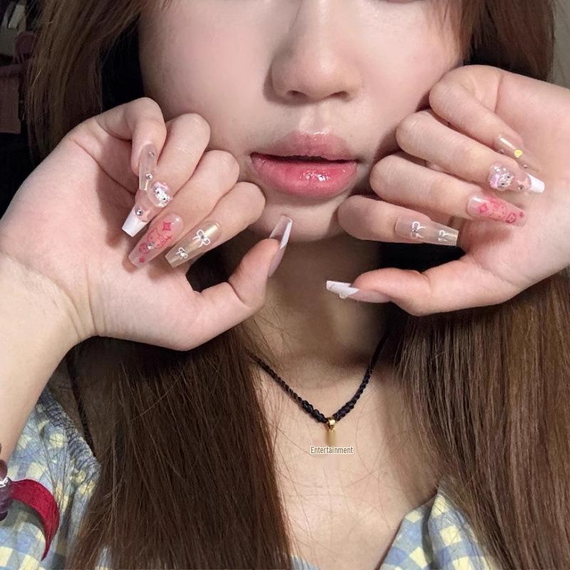 

Милі Накладні Нігті Hello Kitty - Довгий, Стильний Манікюр XS with Tool Kit - Petite Hand Fit