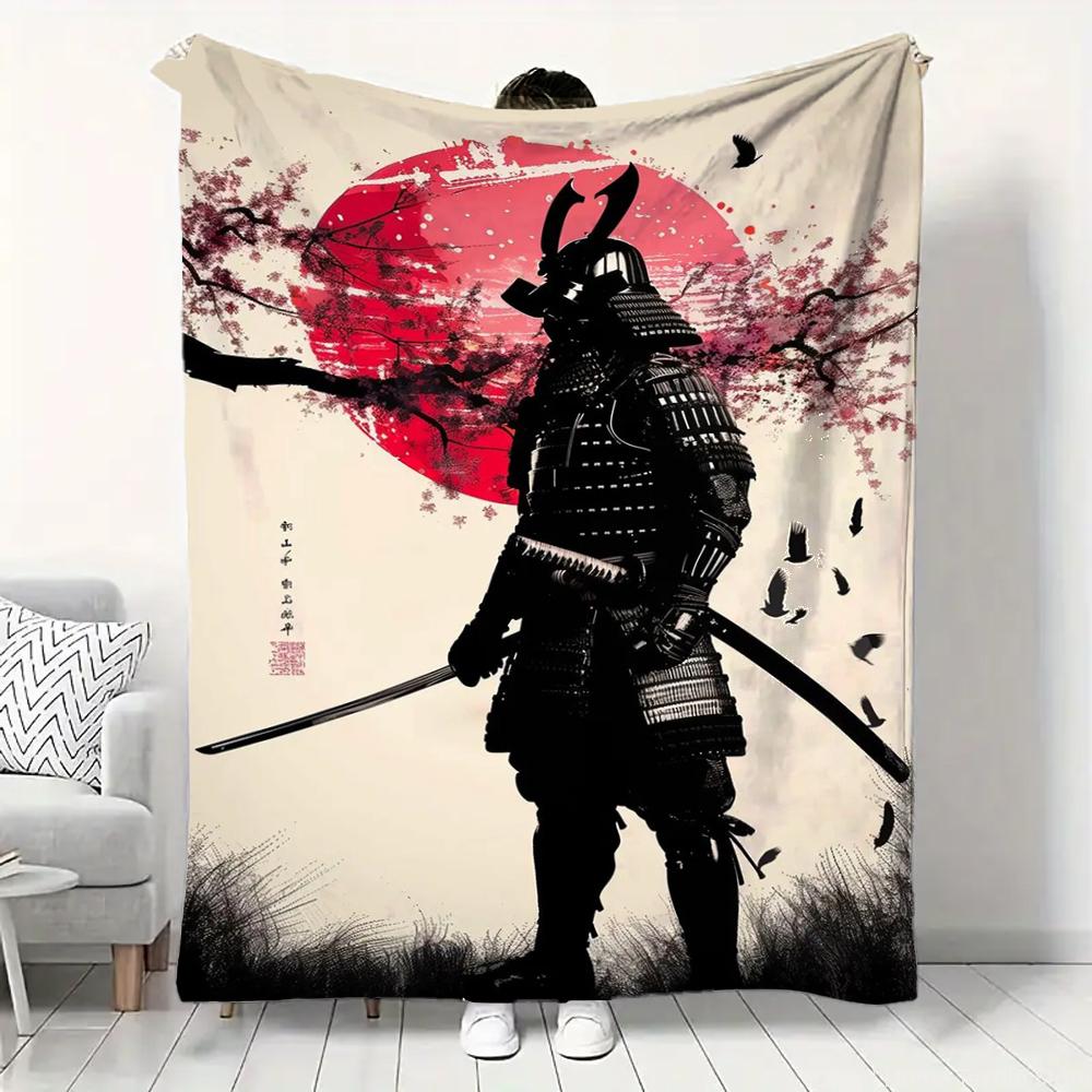 Japanese Landscape Samurai Geisha Flannel Fluffy Throw Camping Blanket for Children Adult Sofa Throw Blanket Modern Fashion Gift