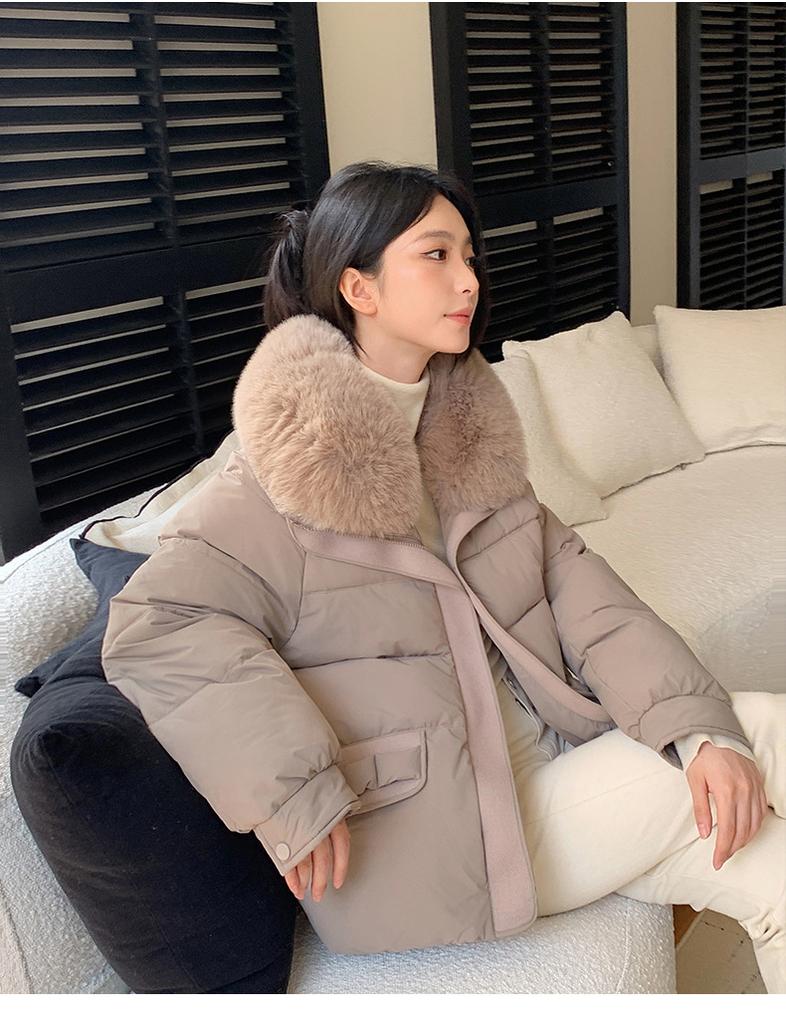 Damen Kurz Großer Pelzkragen Winddicht Verdicken Warm Winterjacke