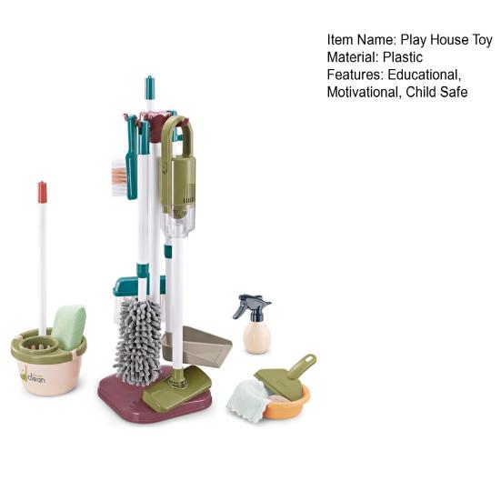 Kinder Rollenspiel Putzset mit Wagen Realistischer Besen Mopp & Kehrschaufel Spielzeug Pädagogisches Hauswirtschafts-Rollenspiel für Jungen und Mädchen