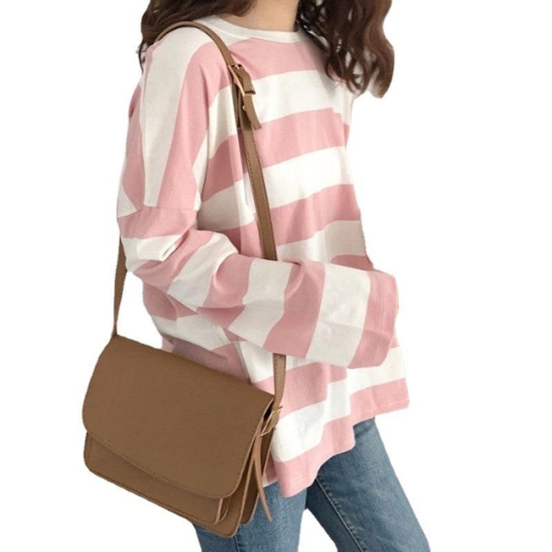 Striped Top Long Sleeved Casual T-shirt for Women