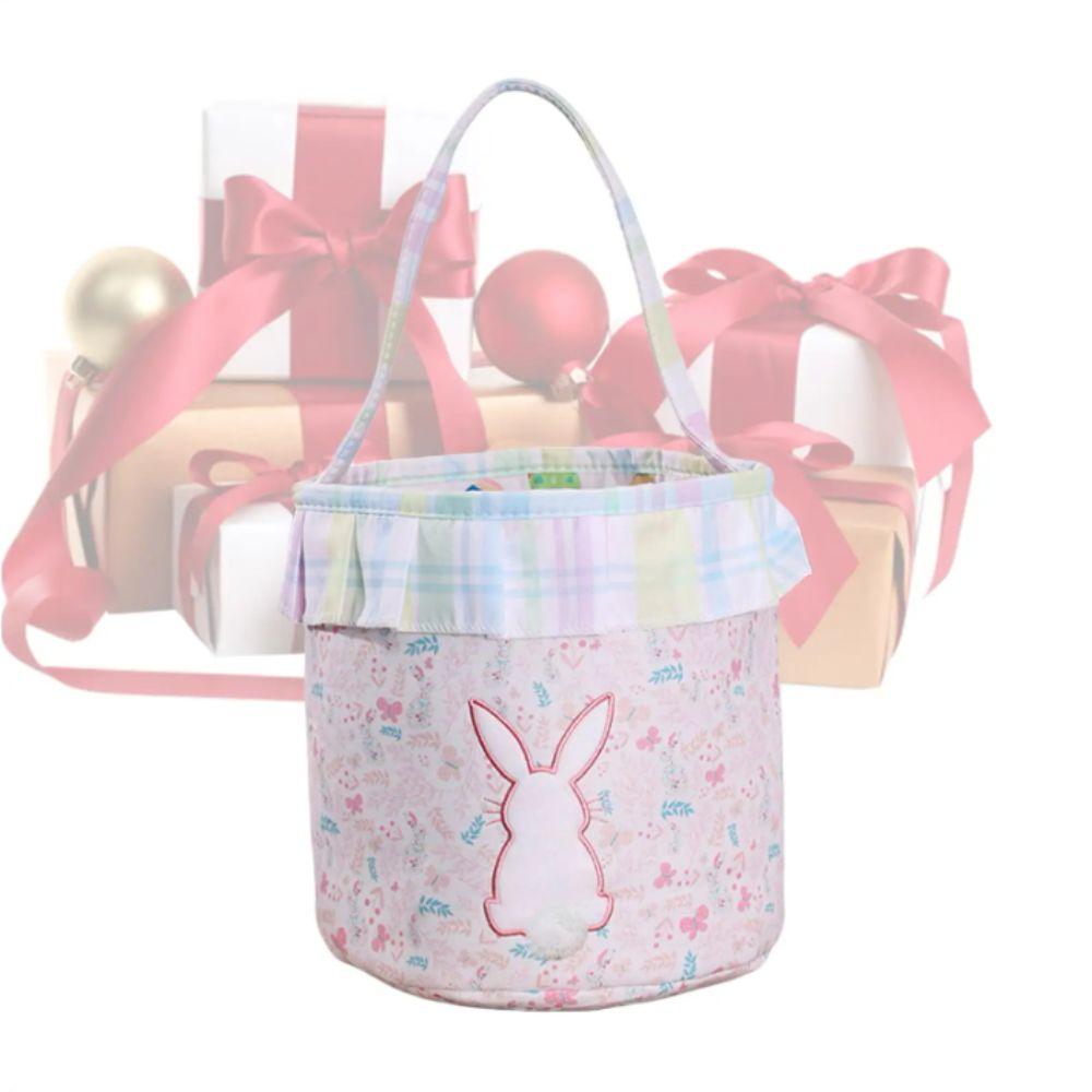 Empty Design Bunny Bucket Pom-Pom Tail Rabbit Basket Children Easter Easter Bunny Basket Kids Gift