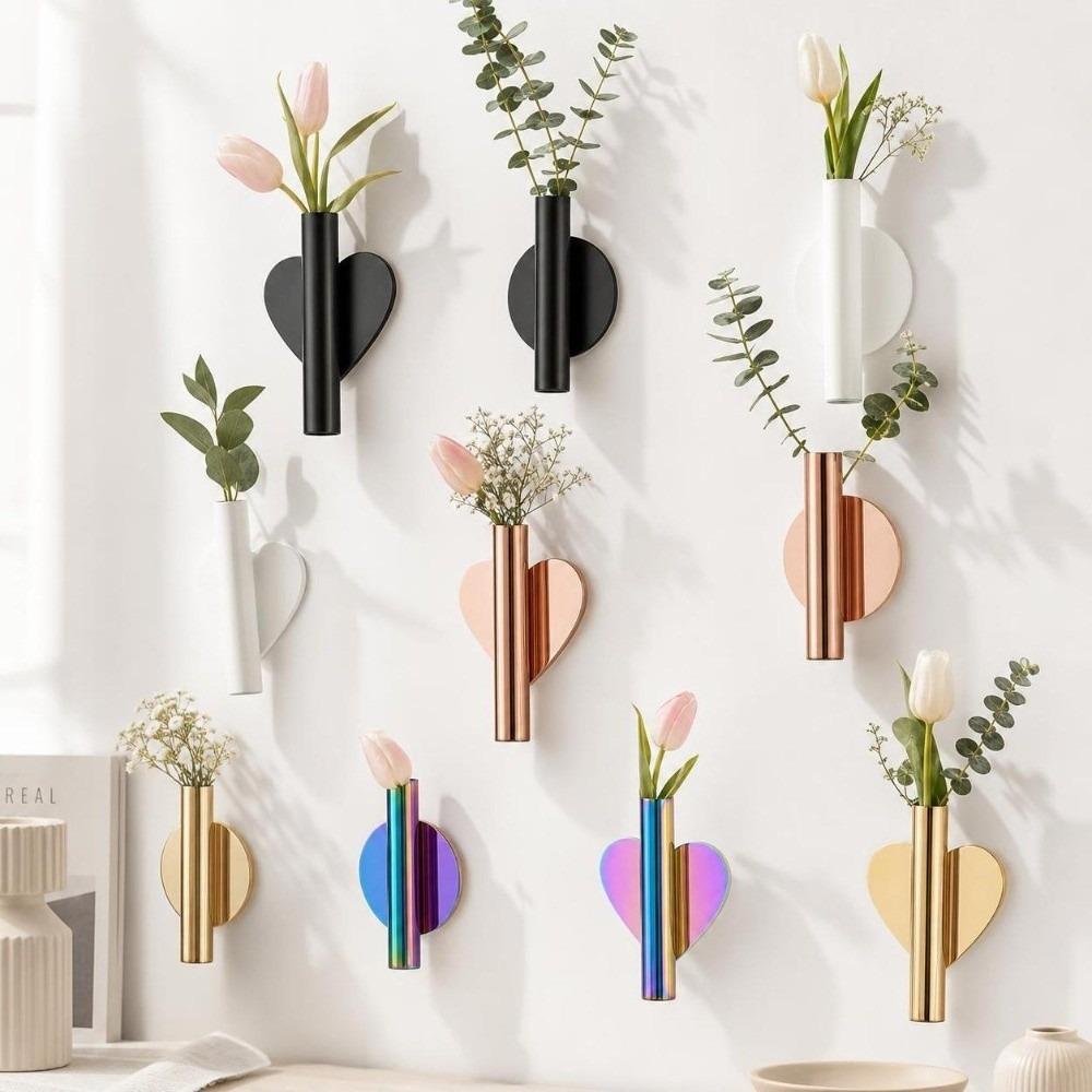 Self Adhesive Wall Mounted Vase DIY Hanging Vase Floral Bouquets Holder Flower Holder Home Decor