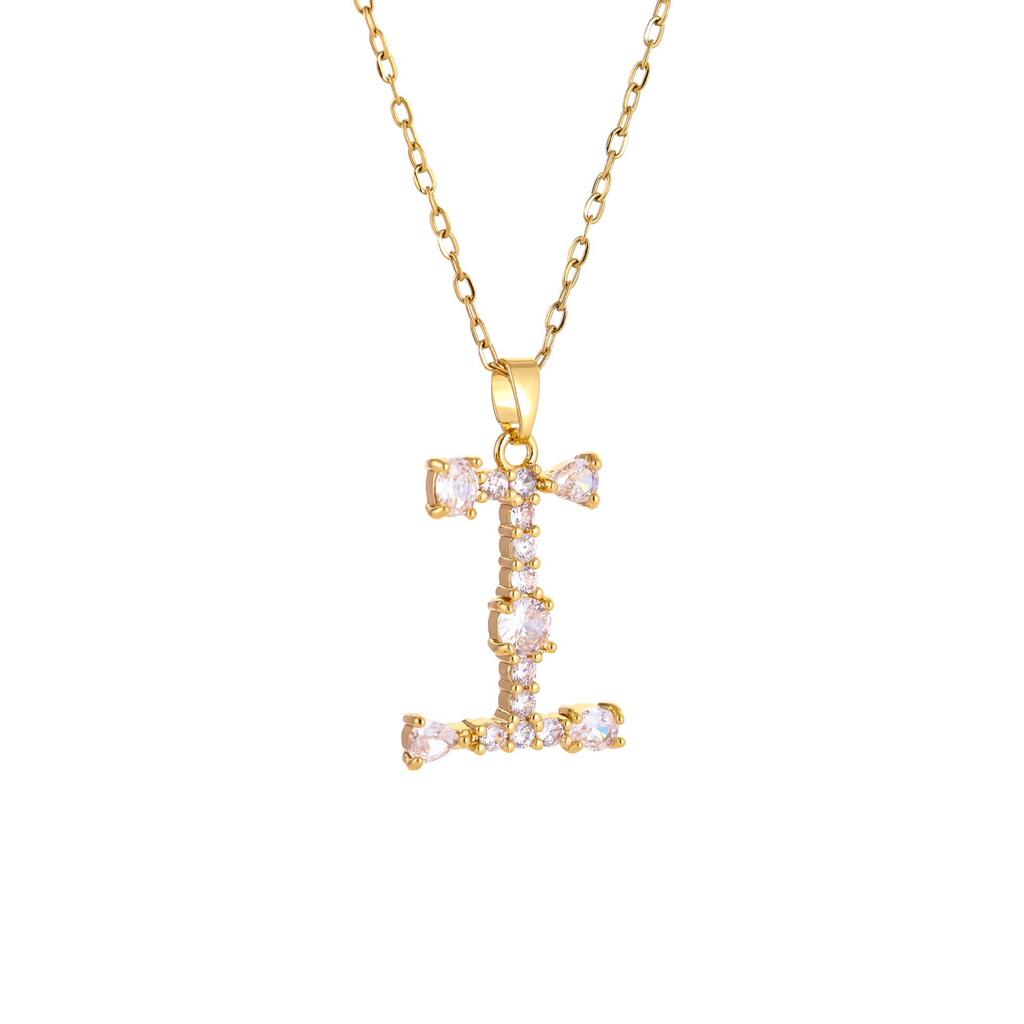 Luxury 26 Letter Necklace Women Unique Design White Zircon Crystal Collarbone Chain Party Jewelry Christmas Gift