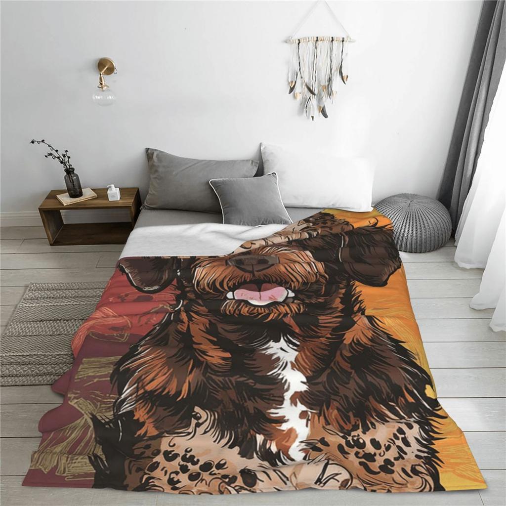 Boho Hunde Lagotto Romagnolo Sonnenuntergang Decken Weich Warm Flanell Überwurf Plüsch für Bett Wohnzimmer Picknick Reisen Zuhause Sofa