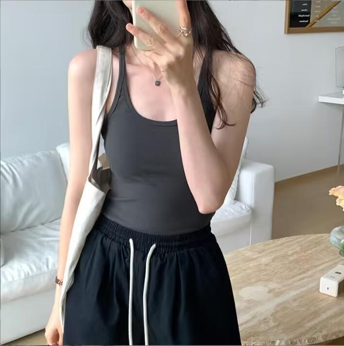 Selection of High Elastic Threaded Cotton Summer Clothes, New Spice Girl Sling Vest, Women's I-shaped Inner and Outer Wear, Beautiful Back Top