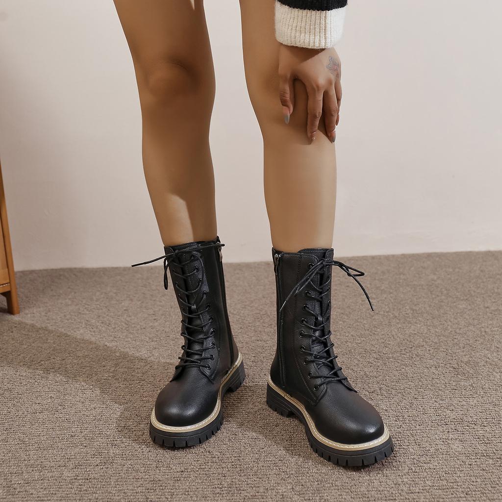 Plus Size Martin Boots Women's New Versatile Single Boots Platform Boots Women's Boots for Autumn 2025