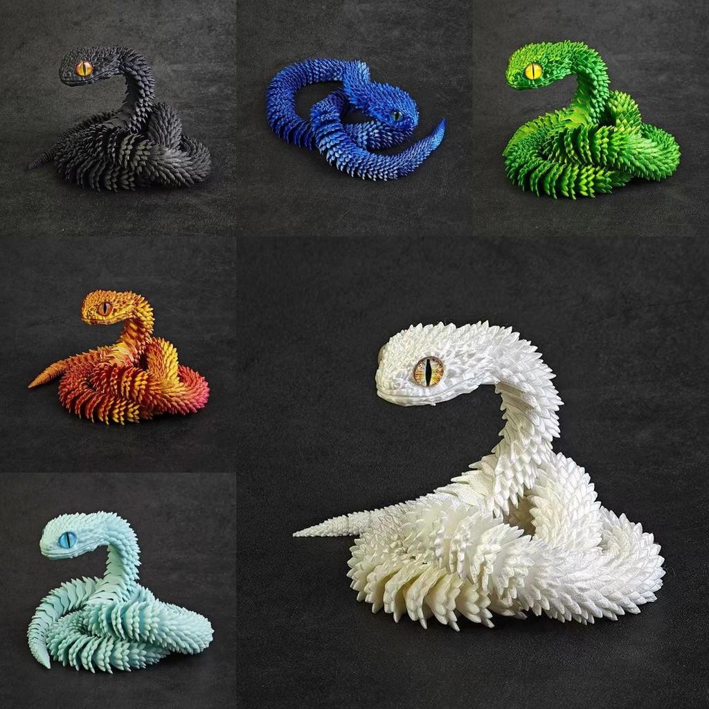 Stunning 3d Printed Snake Figurine With Articulated Joints And Lifelike Eyes For Unique Decor