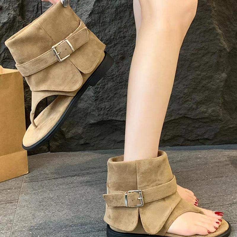 Flat Toe Cool Boots Women's Summer 2025 New Internet Celebrity Explosion with Skirt Short Boots Temperament Versatile Sandals