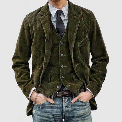 Outono Roupas Masculinas Veludo Cotelê Cor Sólida Terno Masculino Moda Casual Terno Colarinho Jaqueta Casual