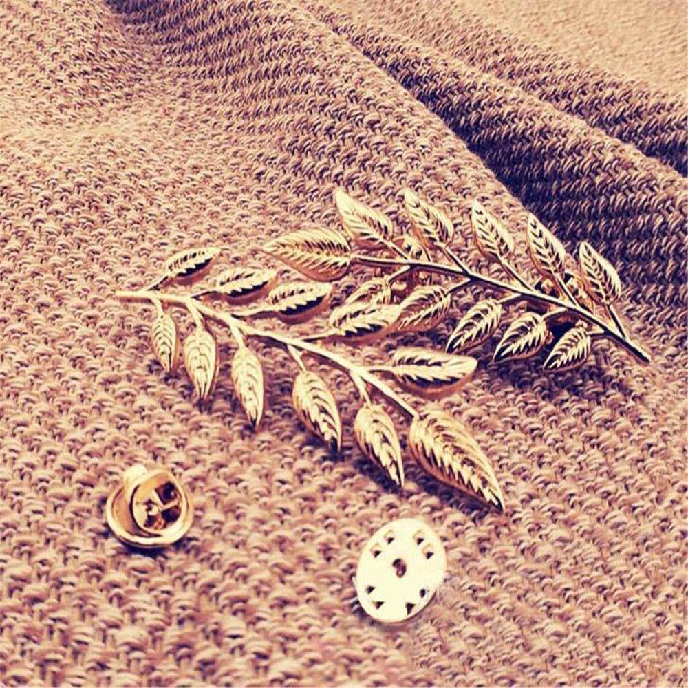 Fashion Exquisite Retro Shirt Classic Brooch Leaves Collar Pin