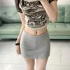 Women's Gray High-Waist A-Line Mini Skirt – Summer Spicy Girl Style, Hip Hugging, Anti-Exposure, Petite Fit.