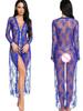 Rochie de Pijama din Dantelă Halat Kimono Femei Lenjerie Sexy Decolteu în V Transparent Îmbrăcăminte de Noapte Babydoll Halat Erotic Costum cu Tanga