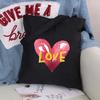 Women Shopping Bags Black Printing Foldable Handbags Eco Shopper Shoulder Bag Canvas Tote Environmental Storage Handbag
