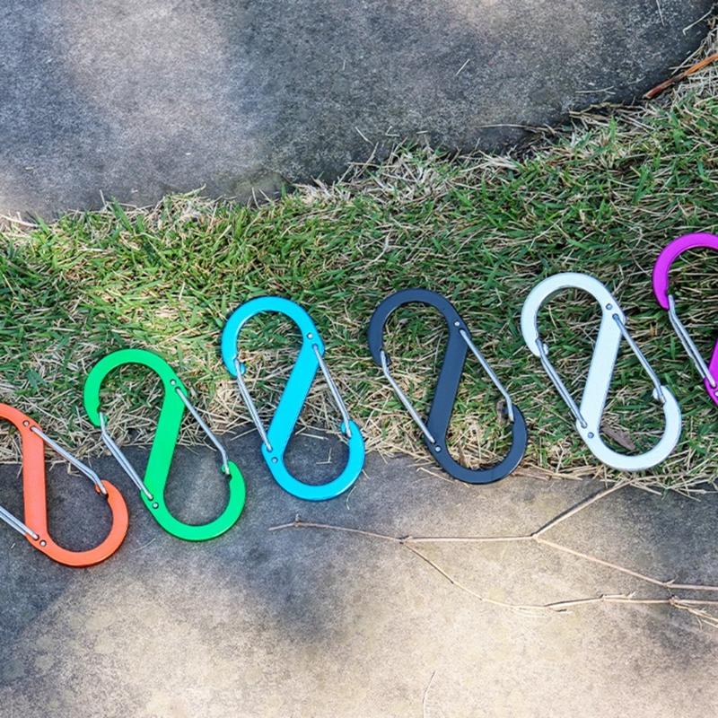 Aluminiumlegierungen S-förmiger Karabiner Doppel-Schnapphaken Karabiner Schlüsselanhänger Kleiner Federclip für Camping Angeln Reisen