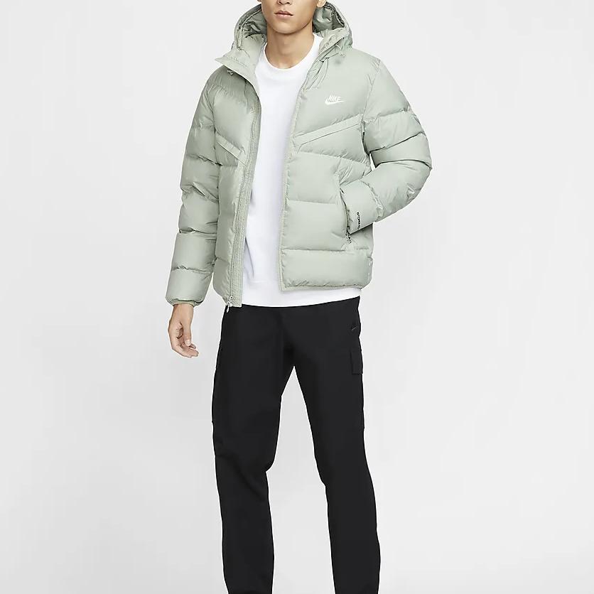 Nike Solid Color Zipper Hooded Fashion Versatile Long Sleeve Jacket Down Coat Men jackets Light-Gray HQ0897370