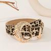 Leopard Modern Print Belt With Wave Metal Buckle For Womens Outfits Casual