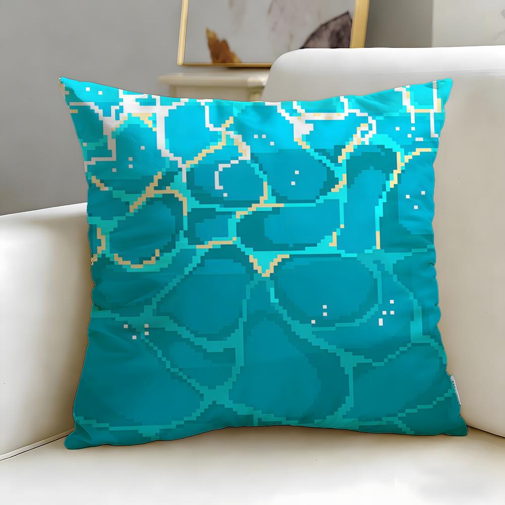 Light Blue Ocean Ripple Cushion Cover Soft  EasyWash Pillow Case  Versatile for Couch Bed Travel and Office