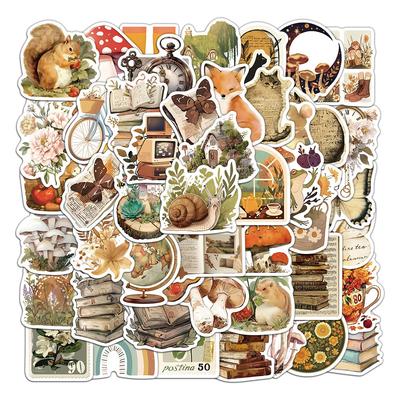 50pcs Fairy Tale Animal Book Illustrations Stickers Aesthetic Retro Cartoon Decoration Decals